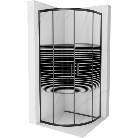 Mexen Rio semi-circular shower cabin 70 x 70 cm, black stripes, black - 863-070-070-70-20