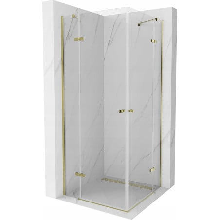 Mexen Roma Duo 90 x 90 cm Pivot Shower Enclosure, Transparent, Gold - 854-090-090-50-00-02