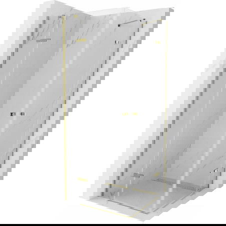 Mexen Roma Διπλή ανοιγόμενη καμπίνα ντους 100 x 100 cm, διαφανής, χρυσή