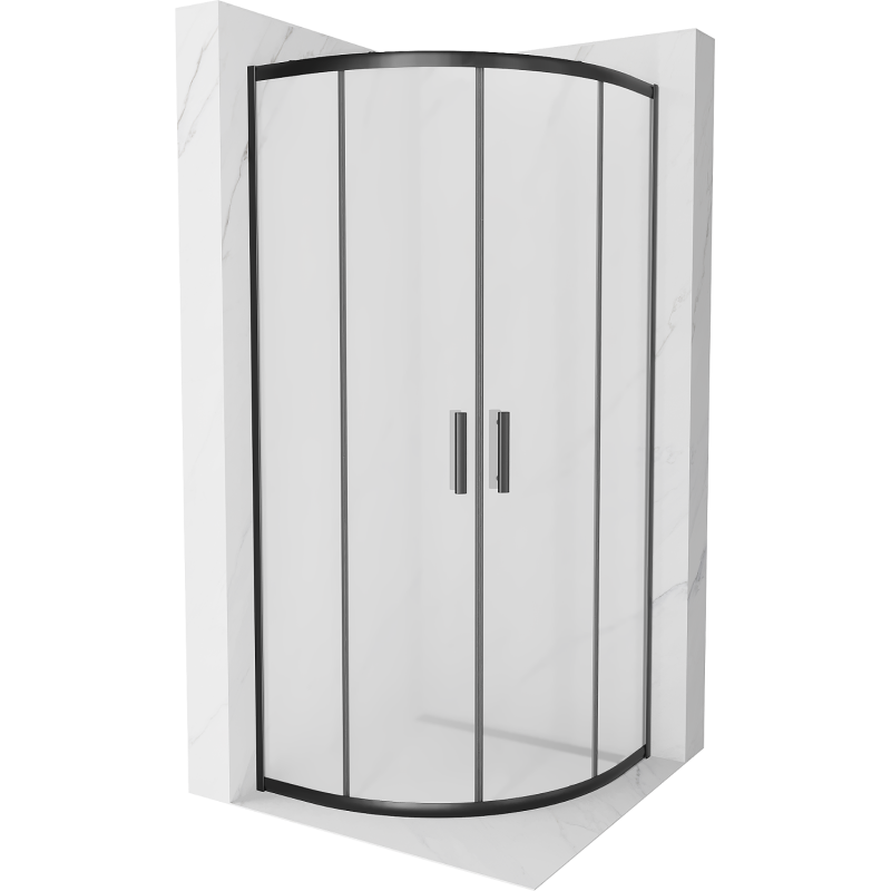 Mexen Rio cabine de douche demi-circulaire 70 x 70 cm, dépoli, noir - 863-070-070-70-30