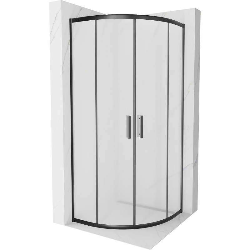 Mexen Rio cabine de duche semicircular 70 x 70 cm, fosco, preta - 863-070-070-70-30
