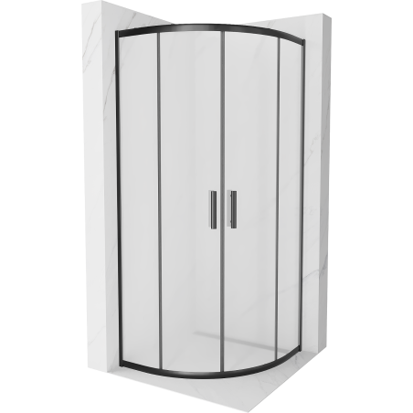 Mexen Rio halfronde douchecabine 80 x 80 cm, matglas, zwart - 863-080-080-70-30