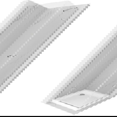 Mexen Roma Duo Duschkabine schwenkbar 80 x 80 cm, transparent, Chrom + Duschwanne Flat - 854-080-080-01-02-4010