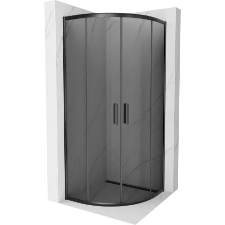 Mexen Rio halfronde douchecabine 80 x 80 cm, grafiet, zwart - 863-080-080-70-40