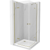 Mexen Roma Duo draaideur douchecabine 90 x 90 cm, transparant, goud + Flat douchebak - 854-090-090-50-02-4010G