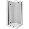 Mexen Roma Duo Duschkabine, aufklappbar, 70 x 70 cm, transparent, schwarz + Flat Duschwanne - 854-070-070-70-02-4010B