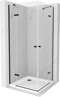 Mexen Roma Duo cabine de douche pivotante 80 x 80 cm, transparent, noir + receveur de douche Flat - 854-080-080-70-02-4010B