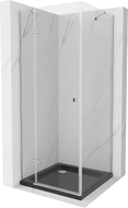 Mexen Roma avatav dušinurk, 80 x 80 cm, läbipaistev, kroom + Flat dušialus, must - 854-080-080-01-00-4070