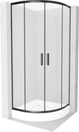 Mexen Rio halfronde douchecabine 80 x 80 cm, matglas, zwart + Rio douchebak, wit - 863-080-080-70-30-4710