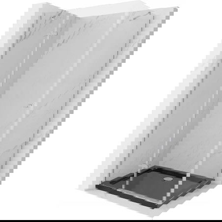 Mexen Roma douchecabine scharnierend 80 x 100 cm, transparant, chroom + Flat douchebak, zwart - 854-080-100-01-00-4070