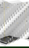 Mexen Roma scharnierend douchecabine 80 x 80 cm, transparant, goud + Flat douchebak, zwart - 854-080-080-50-00-4070G