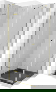Mexen Roma cabina doccia a battente 90 x 90 cm, trasparente, oro + piatto Flat, nero - 854-090-090-50-00-4070G