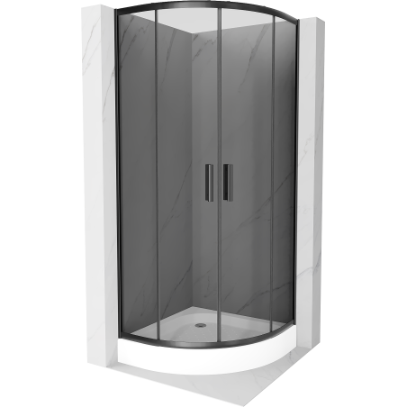Mexen Rio semi-circular shower cabin 70 x 70 cm, graphite, black + Rio shower tray, white - 863-070-070-70-40-4710