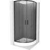 Mexen Rio douchecabine halfrond 80 x 80 cm, grafiet, zwart + Rio douchebak, wit - 863-080-080-70-40-4710
