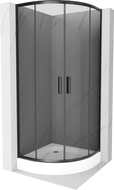 Mexen Rio douchecabine halfrond 80 x 80 cm, grafiet, zwart + Rio douchebak, wit - 863-080-080-70-40-4710