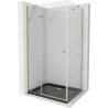 Mexen Roma cabine de douche pivotante 100 x 90 cm, transparent, or + receveur Flat, noir - 854-100-090-50-00-4070G