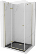 Mexen Roma hinged shower cabin 100 x 90 cm, transparent, gold + Flat tray, black - 854-100-090-50-00-4070G