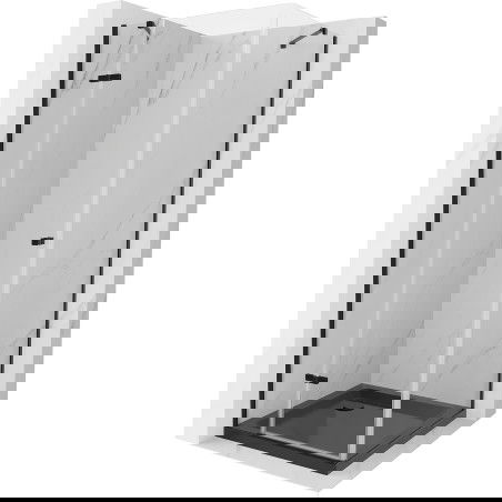 Mexen Roma cabine de douche pivotante 80 x 80 cm, transparent, noir + receveur de douche Plat, noir - 854-080-080-70-00-4070B