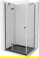 Mexen Roma draaideur douchecabine 100 x 80 cm, transparant, zwart + Flat douchebak, zwart - 854-100-080-70-00-4070B