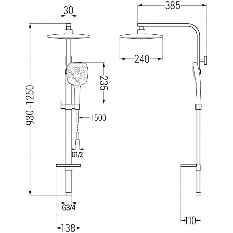 Mexen Q17 colonna doccia, nera - 798171795-70