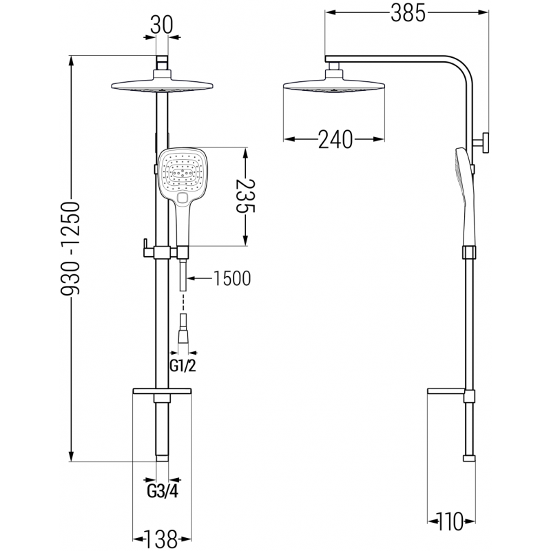 Mexen Q17 columna de ducha, negra - 798171795-70