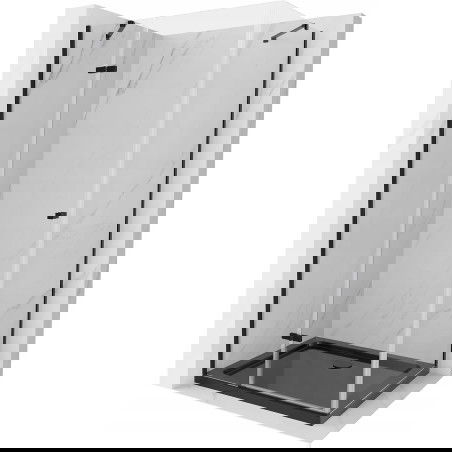 Mexen Roma Duschkabine, schwenkbar 120 x 90 cm, transparent, schwarz + Flat Duschwanne, schwarz - 854-120-090-70-00-4070B