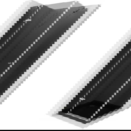 Mexen Roma Duschkabinn mat Schwenktür 90 x 90 cm, grafit, Chrom + Flat Duschwanne, schwartz - 854-090-090-01-40-4070