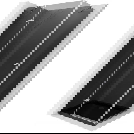Mexen Roma cabina doccia battente 120 x 80 cm, grafite, cromato + piatto doccia Flat, nero - 854-120-080-01-40-4070