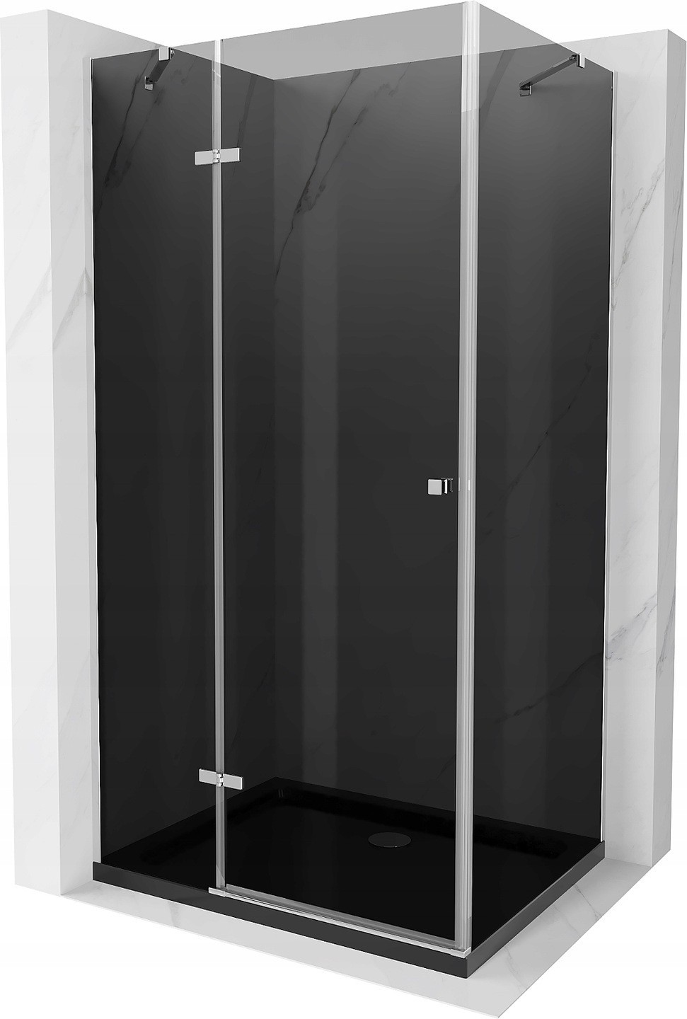 Mexen Roma kabina prysznicowa uchylna 120 x 80 cm, grafit, chrom + brodzik Flat, czarny - 854-120-080-01-40-4070