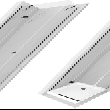 Mexen Roma draaideur douchecabine 80 x 90 cm, transparant, zwart + Flat douchebak, wit - 854-080-090-70-00-4010B