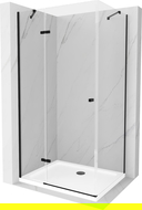 Mexen Roma Duschkabine aufklappbar 90 x 70 cm, transparent, schwarz + Duschwanne Flat, weiß - 854-090-070-70-00-4010B