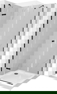 Mexen Roma douchecabine met draaideur 90 x 90 cm, transparant, zwart + Flat douchebak, wit - 854-090-090-70-00-4010B