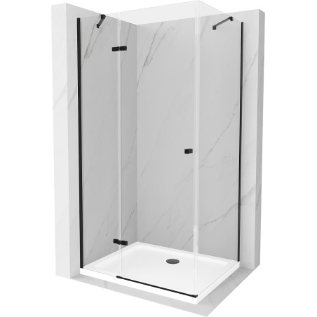 Mexen Roma hinged shower cabin 100 x 110 cm, transparent, black + Flat tray, white - 854-100-110-70-00-4010B