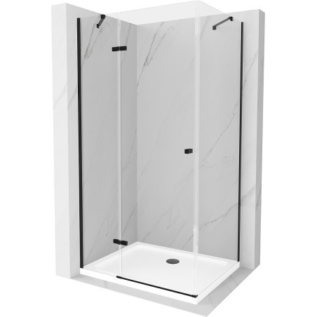 Mexen Roma kabina prysznicowa uchylna 100 x 120 cm, transparent, czarna + brodzik Flat, biały - 854-100-120-70-00-4010B