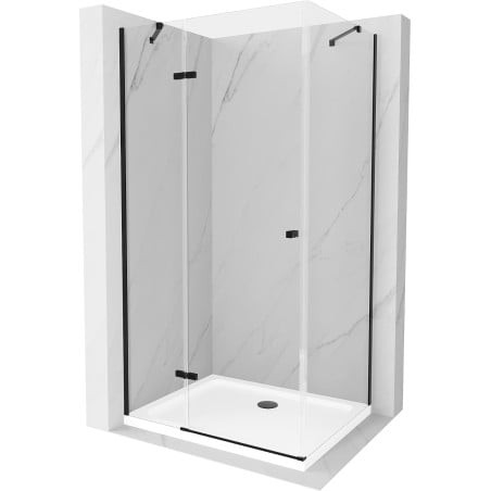 Mexen Roma kabina prysznicowa uchylna 110 x 100 cm, transparent, czarna + brodzik Flat, biały - 854-110-100-70-00-4010B