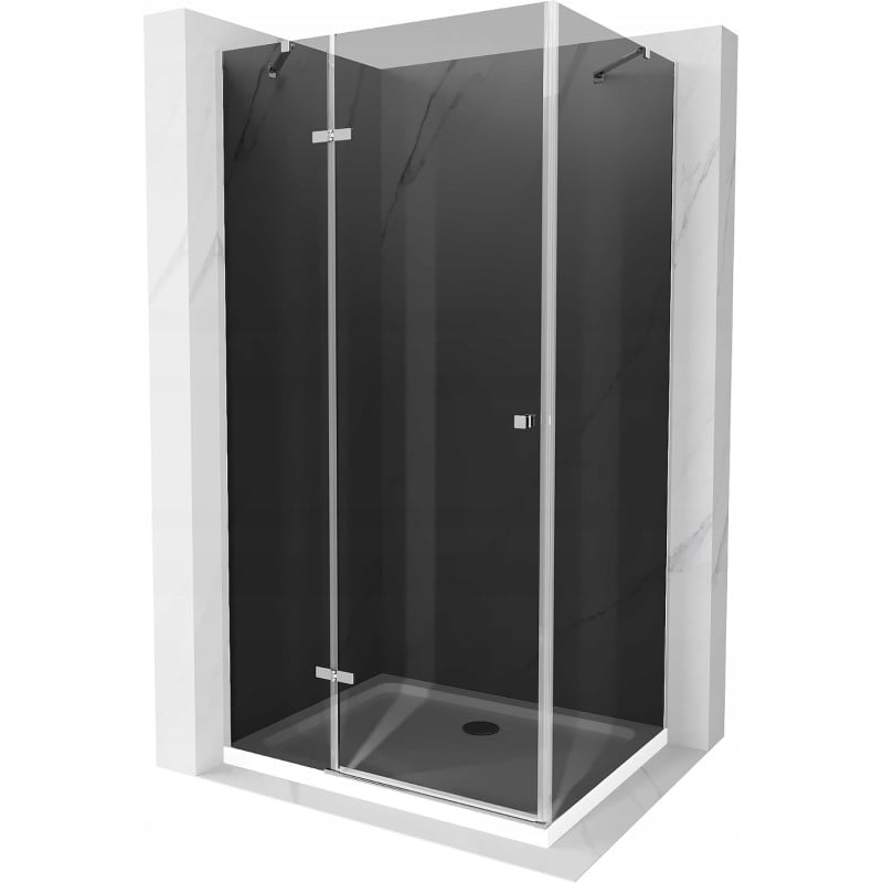 Mexen Roma cabine de douche pivotante 90 x 80 cm, graphite, chrome + receveur Flat, blanc - 854-090-080-01-40-4010