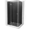 Mexen Roma cabine de douche pivotante 90 x 80 cm, graphite, chrome + receveur Flat, blanc - 854-090-080-01-40-4010