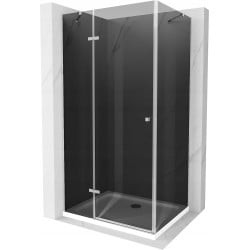 Mexen Roma kabina prysznicowa uchylna 90 x 100 cm, grafit, chrom + brodzik Flat, biały - 854-090-100-01-40-4010