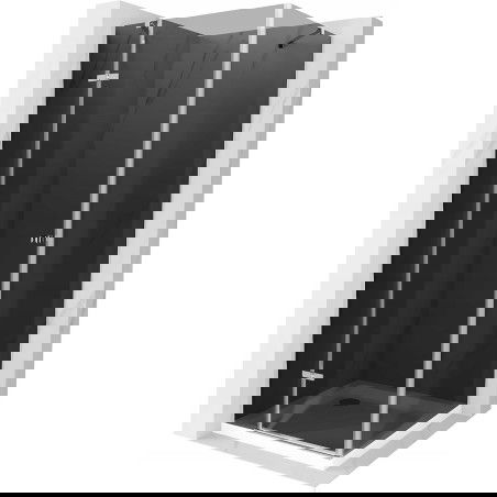 Mexen Roma draaideur douchecabine 100 x 100 cm, grafiet, chroom + Flat douchebak, wit - 854-100-100-01-40-4010