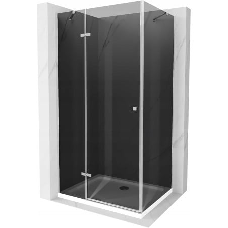 Mexen Roma swing shower cabin 110 x 70 cm, graphite, chrome + Flat shower tray, white - 854-110-070-01-40-4010