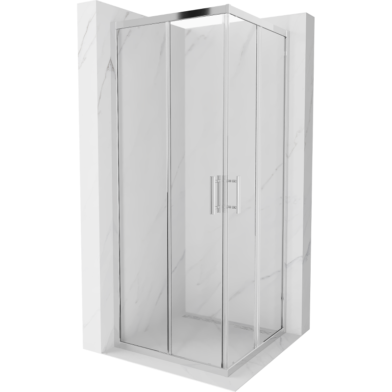 Mexen Rio kvadrātiska dušas kabīne 80 x 80 cm, caurspīdīga, hromēta - 860-080-080-01-00