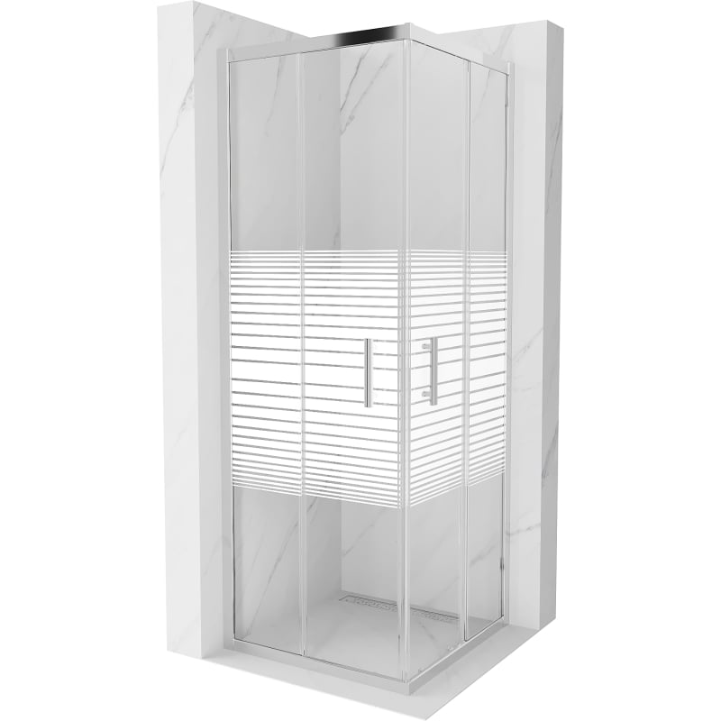 Mexen Rio kvadratna tuš kabina 70 x 70 cm, bijele pruge, krom - 860-070-070-01-20