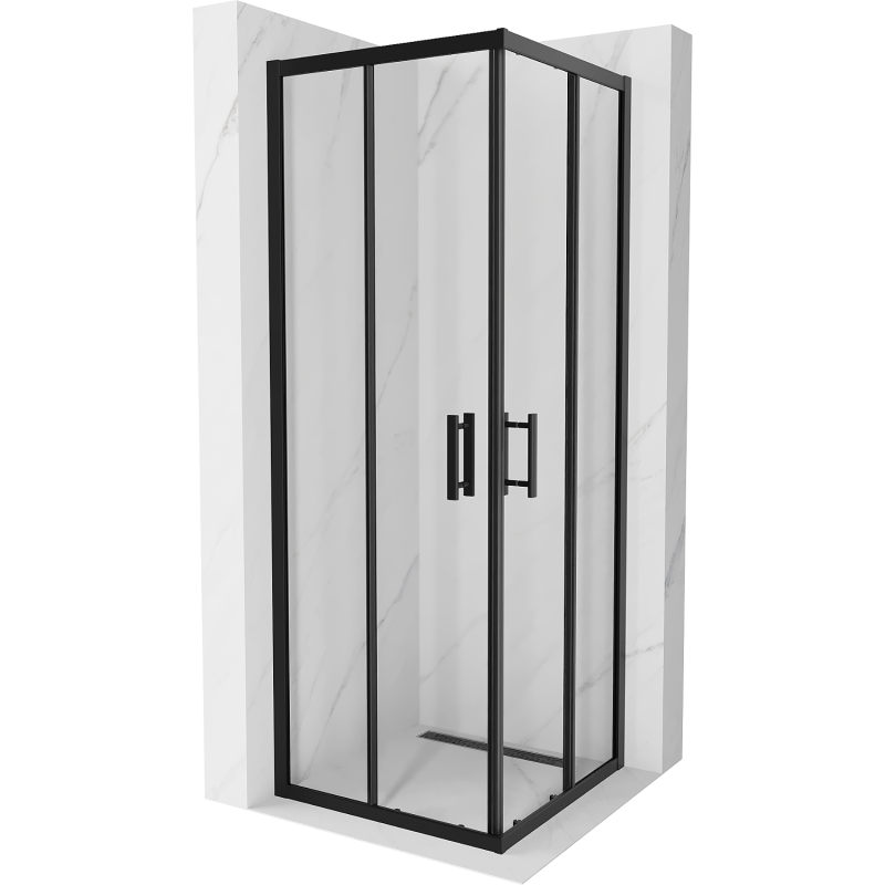Mexen Rio cabina doccia quadrata 70 x 70 cm, trasparente, nera - 860-070-070-70-00