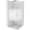 Mexen Rio 80 x 80 cm Square Shower Cabin, White Stripes, Chrome - 860-080-080-01-20