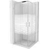 Mexen Rio cabine de douche carrée 80 x 80 cm, bandes blanches, chrome - 860-080-080-01-20