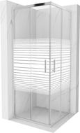 Mexen Rio vierkante douchecabine 80 x 80 cm, witte strepen, chroom - 860-080-080-01-20