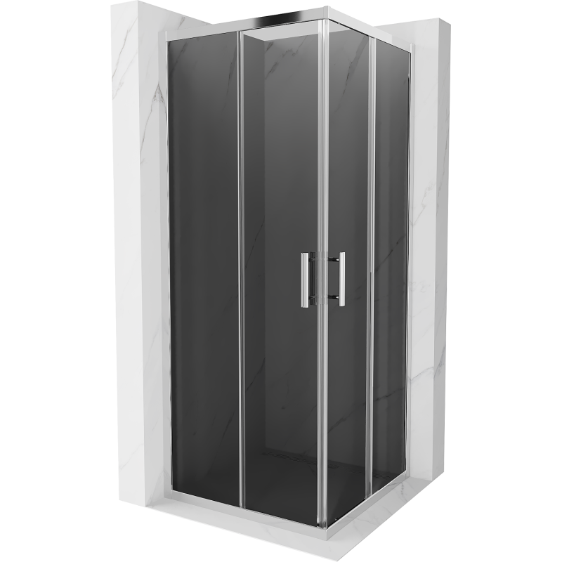 Mexen Rio τετράγωνη καμπίνα ντους 80 x 80 εκ., γραφίτης, χρώμιο - 860-080-080-01-40