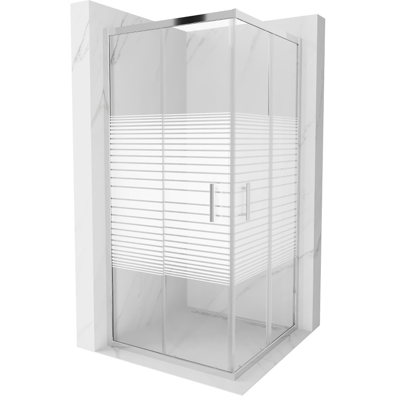 Mexen Rio ruudukujuline dušinurk 90 x 90 cm, valged triibud, kroom - 860-090-090-01-20