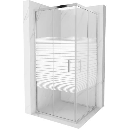 Mexen Rio ruudukujuline dušinurk 90 x 90 cm, valged triibud, kroom - 860-090-090-01-20