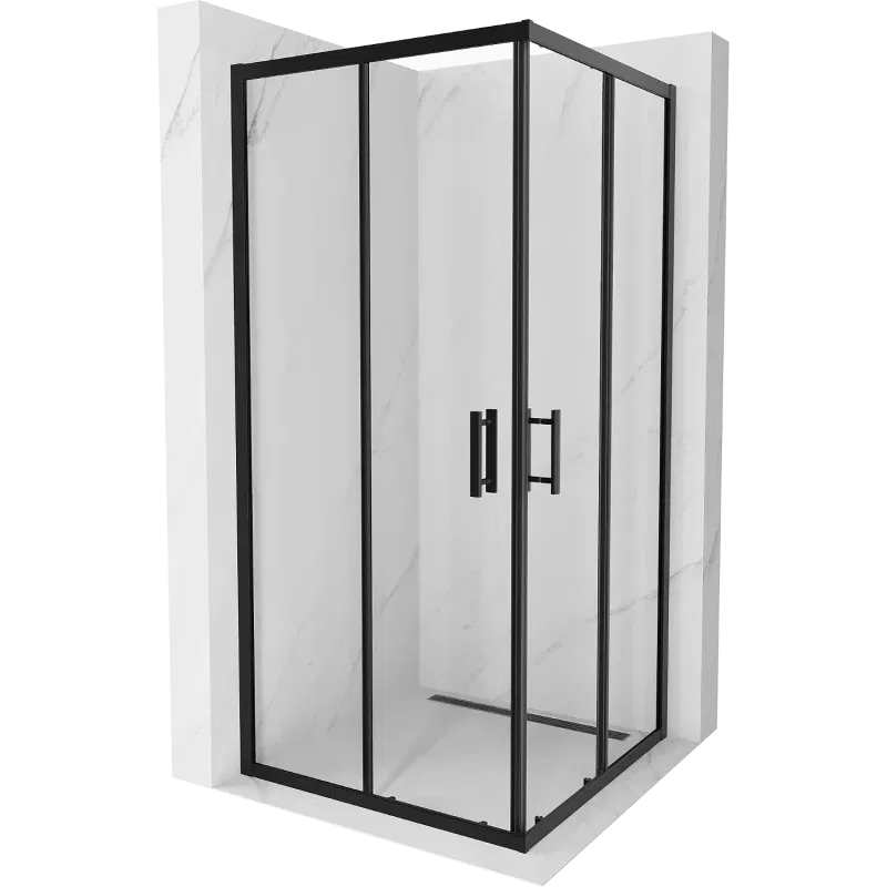 Mexen Rio dušas kabīne kvadrātveida 90 x 90 cm, caurspīdīga, melna - 860-090-090-70-00